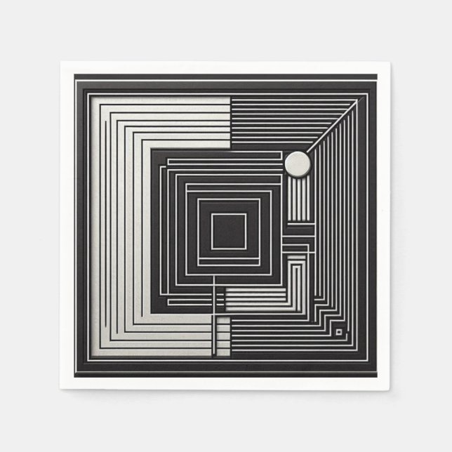 Serviette En Papier Grille de profondeur géométrique (Devant)