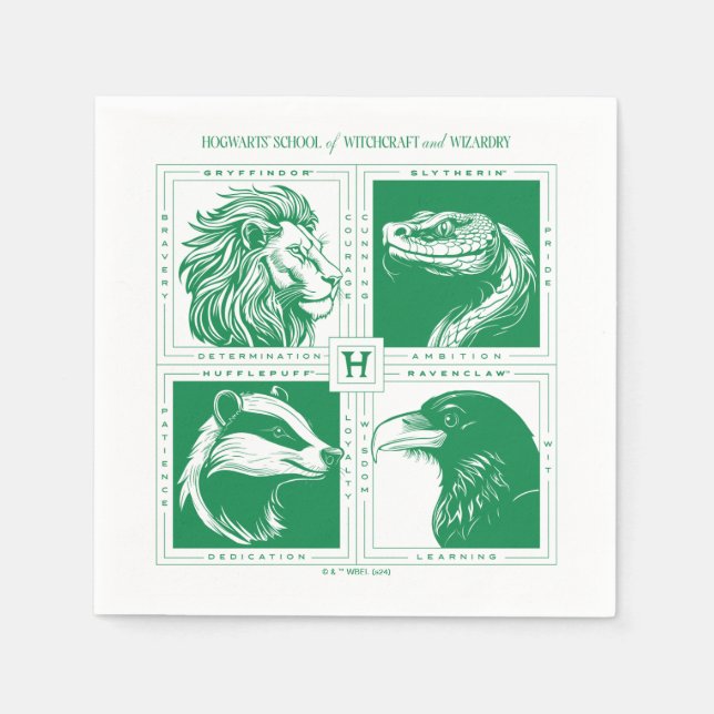Serviette En Papier Grille des Animaux de Maison HOGWARTS™ (Devant)