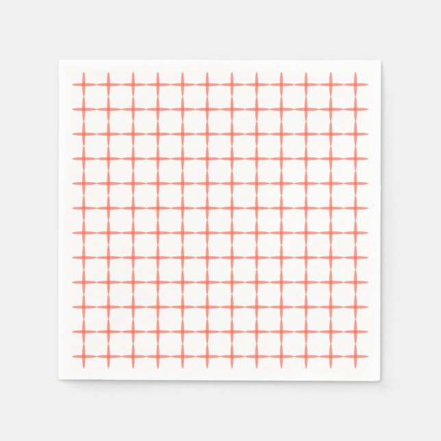 Serviette En Papier Grille diamant rouge (Devant)