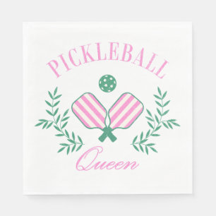 Serviette En Papier Grille rose et blanche   Pickleball Queen