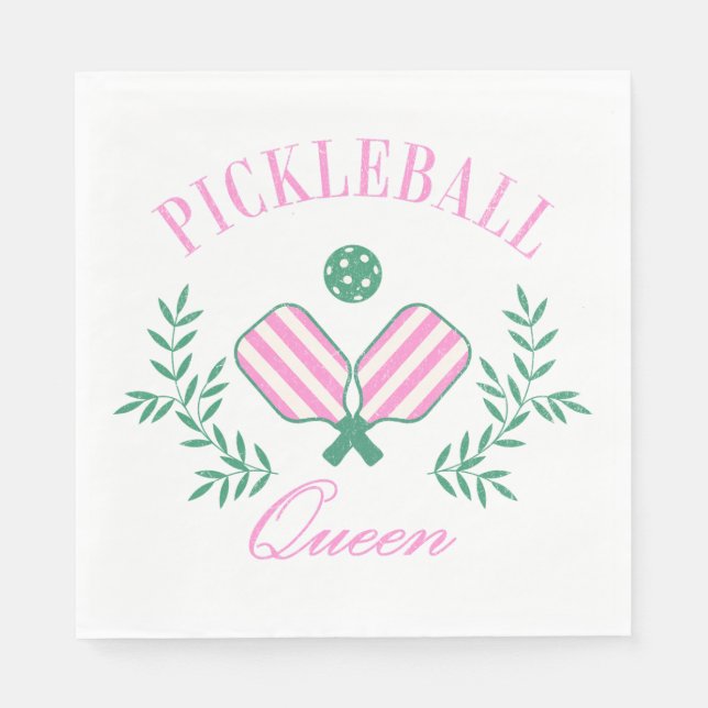 Serviette En Papier Grille rose et blanche | Pickleball Queen