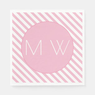 Serviette En Papier Grilles rose et blanc Monogrammes Papier serviette