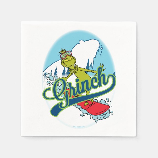 Serviette En Papier Grinch en snowboard (Devant)