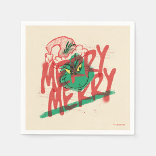 Serviette En Papier Grinch Grunge Graphique Joyeux Joyeux