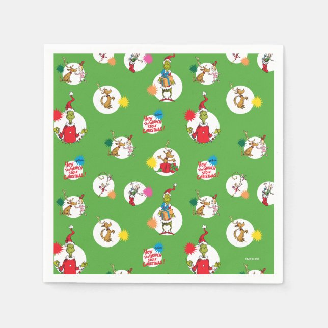 Serviette En Papier Grinch | Motif de points de Noël (Devant)