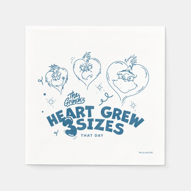 Serviette En Papier Grinch's Heart Grew 3 Tailles (Devant)