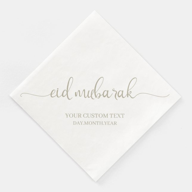 Serviette En Papier Gris Aïd Moubarak Calligraphie personnalisée (Coin)