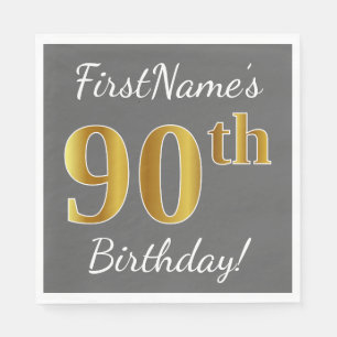 Serviette En Papier Gris, anniversaire d'or de Faux