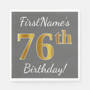 Serviette En Papier Gris, anniversaire d'or de Faux soixante-seizième