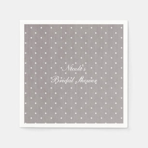 Serviette En Papier Gris & Blanc Petits Points Modernes Chic