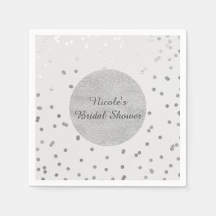Serviette En Papier Gris clair et argenté Confetti brillant Points Mod