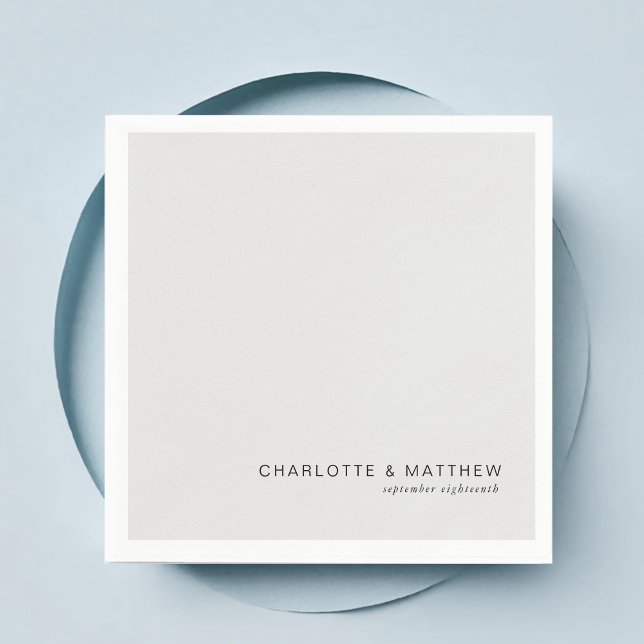 Serviette En Papier gris clair moderne (Customer specific, beautiful, modern, minimal, light-gray, wedding napkins.)