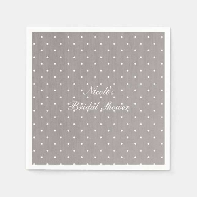 Serviette En Papier Gris et blanc Petits Pois Moderne Chic (Devant)