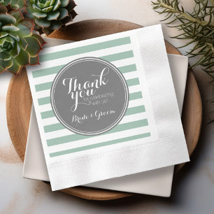 Serviette En Papier Gris et Menthe - Merci Mariage Mariée Marié