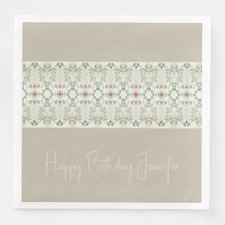 Serviette En Papier Gris Fantaisie Avec Motif Floral