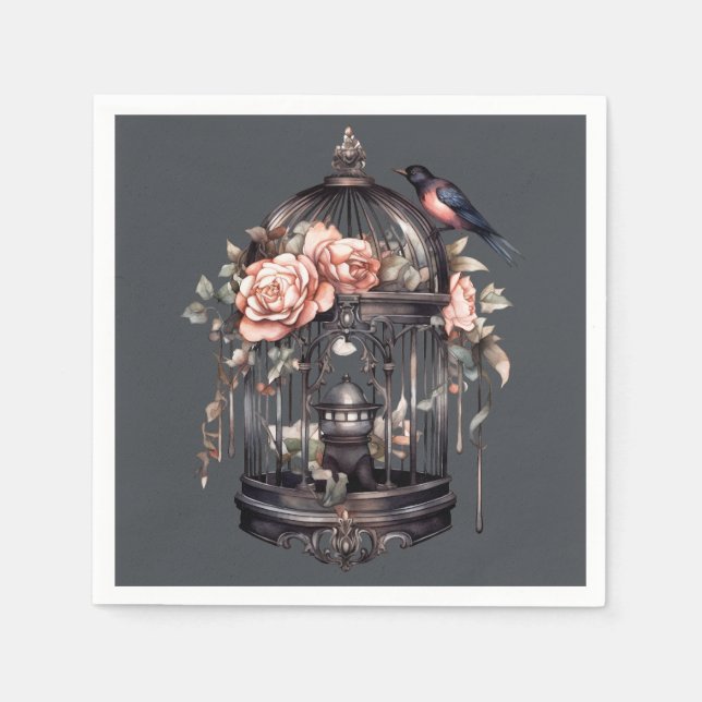 Serviette En Papier Gris foncé gothique Noir rose Voisinage Douche (Devant)