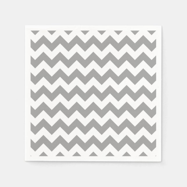Serviette En Papier Gris foncé motif chevron zig-zag blanc (Devant)