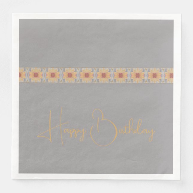 Serviette En Papier Gris Léger Avec Accentuation Florale (Devant)