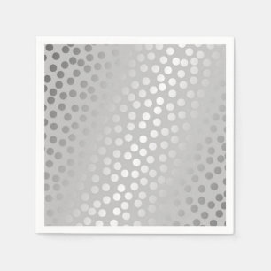 Serviette En Papier Gris moderne et argent de motif de pois de