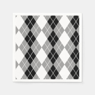 Serviette En Papier Gris noir blanc Jacquard Diamant Design