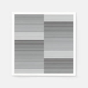 Serviette En Papier Gris, Noir, Rayures Blanches