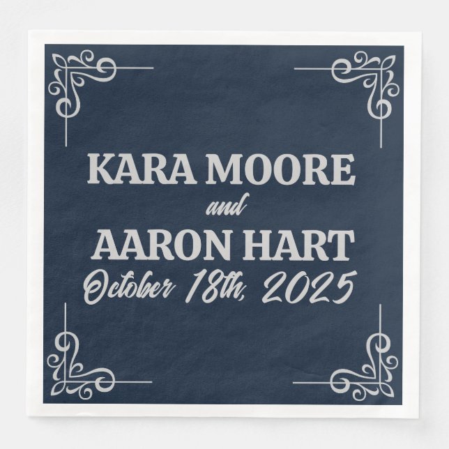 Serviette En Papier Gris sur bleu ardoise Edwardian (Devant)