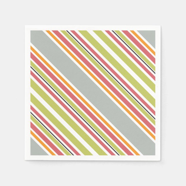 Serviette En Papier Gris vert gris orange rose (Devant)