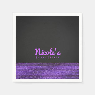 Serviette En Papier Gris Violet Moderne Paillettes Élégant Chic