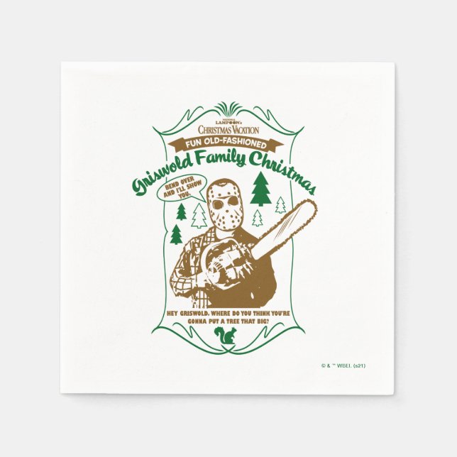 Serviette En Papier Griswold Famille de Noël Chainsaw Graphique (Devant)