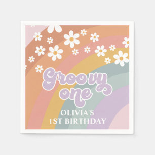 Serviette En Papier Groovy One Rétro Arc-en-Ciel