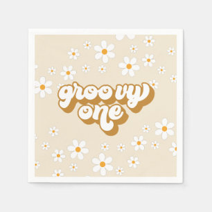 Serviette En Papier Groovy One Rétro Daisy 1er Anniversaire