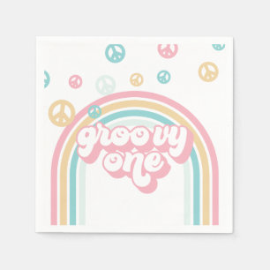 Serviette En Papier Groovy One Rétro Été Arc-en-Ciel