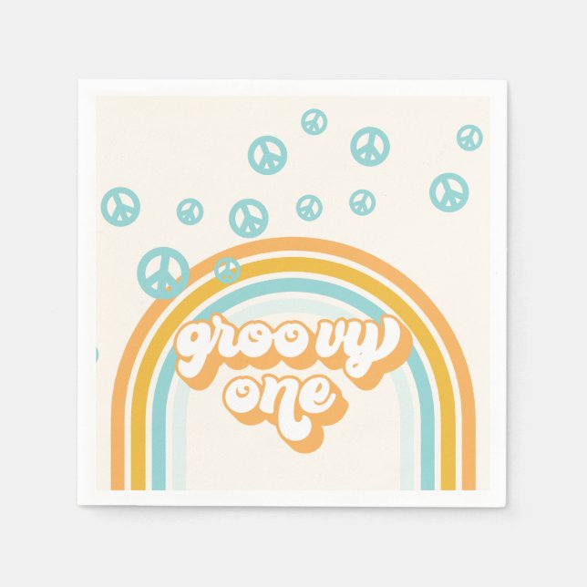 Serviette En Papier Groovy One Rétro Garçon 1er Anniversaire (Devant)