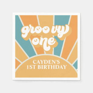 Serviette En Papier Groovy One Retro Sunshine Boy Première Anniversair