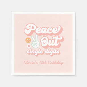 Serviette En Papier Groovy Peace Out Simple Chiffres 10e Anniversaire