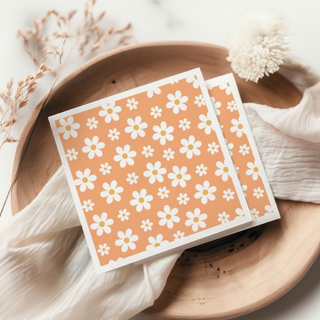 Serviette En Papier Groovy Retro Daisy abricot (Créateur téléchargé)