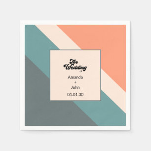 Serviette En Papier Groovy-Retro Le Mariage D'Orange Poussiéreux Bleu