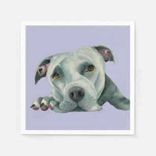 Serviette En Papier Gros Tête - Pit Bull Dog Aquarelle Peinture