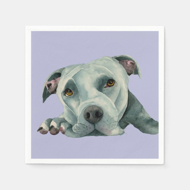 Serviette En Papier Gros Tête - Pit Bull Dog Aquarelle Peinture (Devant)