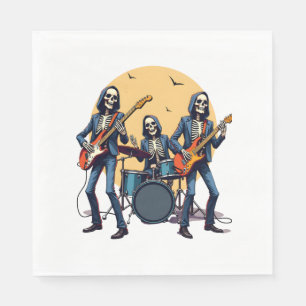 Serviette En Papier Groupe de rock squelette � T-shirt drôle d'Hallowe