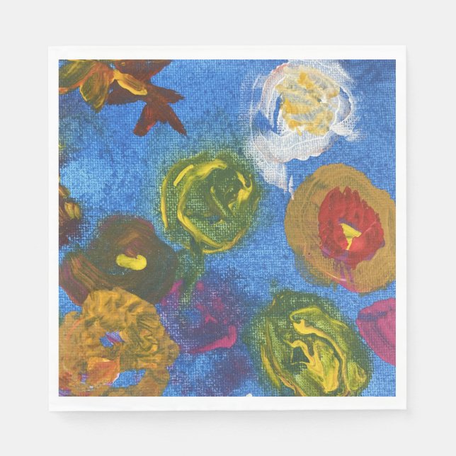 Serviette En Papier Groupe impressionniste de fleurs (Devant)