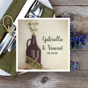 Serviette En Papier Growler, Hops et Daisies Brasserie Mariage