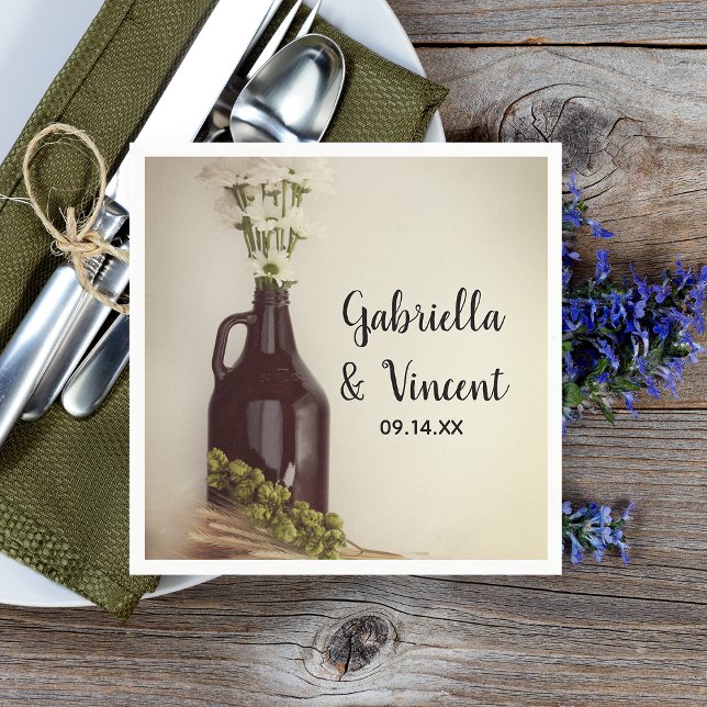 Serviette En Papier Growler, Hops et Daisies Brasserie Mariage (Créateur téléchargé)