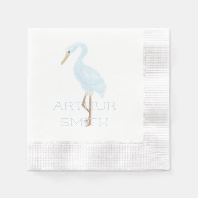 Serviette En Papier Grue bleue à l'aquarelle (Devant)