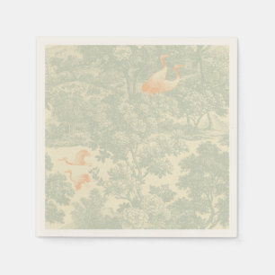 Serviette En Papier Grue de chinoiserie Toile Jardin botanique asiatiq