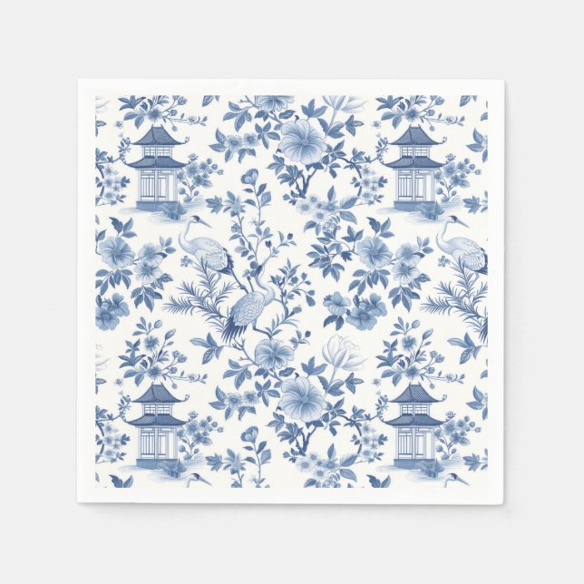 Serviette En Papier Grue de pagode en chinoiserie (Devant)