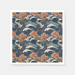 Serviette En Papier Grue et fleur de cerisier de style japonais en chi