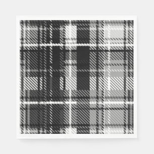 Serviette En Papier Grund Black Blanc Flannel Plaid Tartan Design