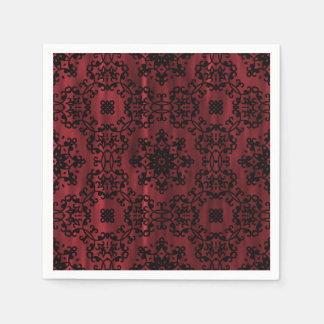 Serviette En Papier Grunge gothique rouge foncé et noir géométrique
