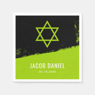 Serviette En Papier Grunge Lime Green Black Bar Mitzvah